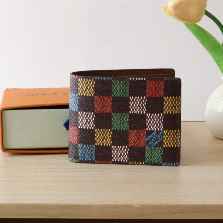 LOUIS VUITTON SLENDER WALLET 11 IN COLORFUL DAMIER EBENE CANVAS