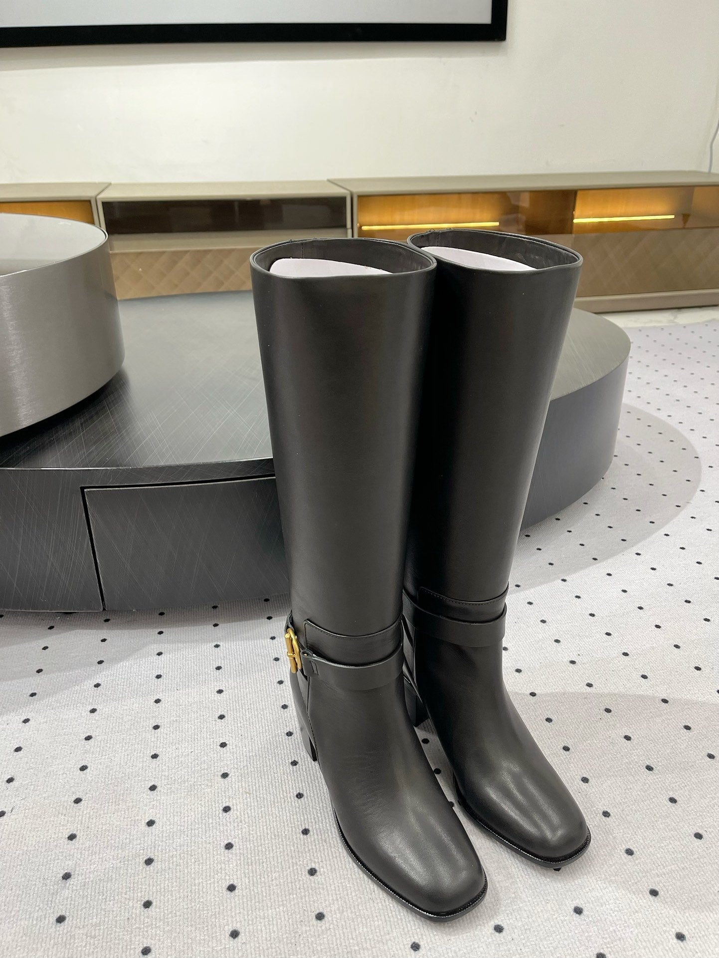 HERMES JUSTINE BOOT 6 CM IN BLACK CALFSKIN
