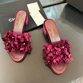 CHANEL MID HEEL 45 MM MULE IN PLUM PURPLE VELVET