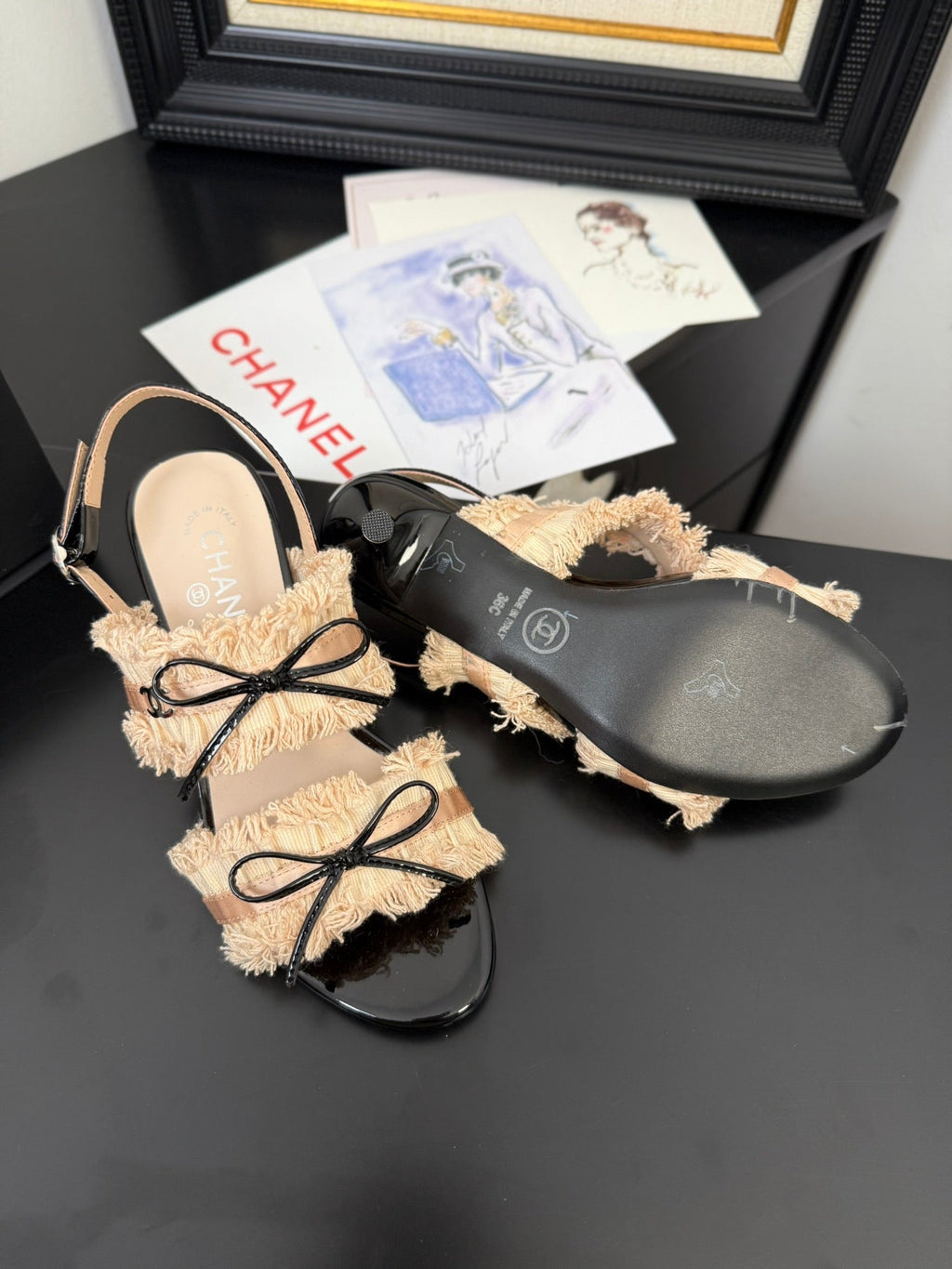 CHANEL PEACH PINK GROSGRAIN CANVAS BOW SLINGBACK SANDALS 65 MM