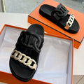 HERMES EXTRA SANDAL IN BLACK MIX SILVER CALFSKIN