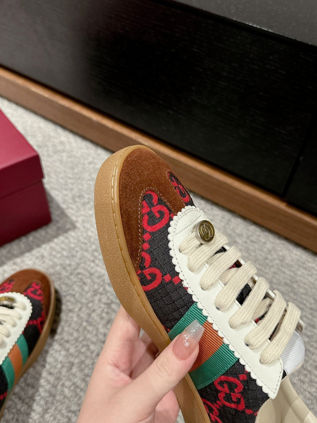 GUCCI & ADIDAS SNEAKER BROWN FABRIC
