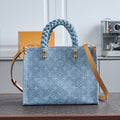 LOUIS VUITTON LET GO PM 28 IN LIGHT BLUE MONOGRAM DENIM GOLD HARDWARE
