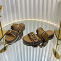 DIOR D-AVENUE SLIDES 25S IN BROWN CALFSKIN MICRO CANNAGE MOTIF