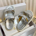 DIOR ACT SLIDES 25MM IN SILVER PATENT CALFSKIN
