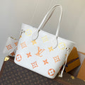 LOUIS VUITTON NEVERFULL MM TOTE BAG 32 IN WHITE MIX ORANGE CALFSKIN