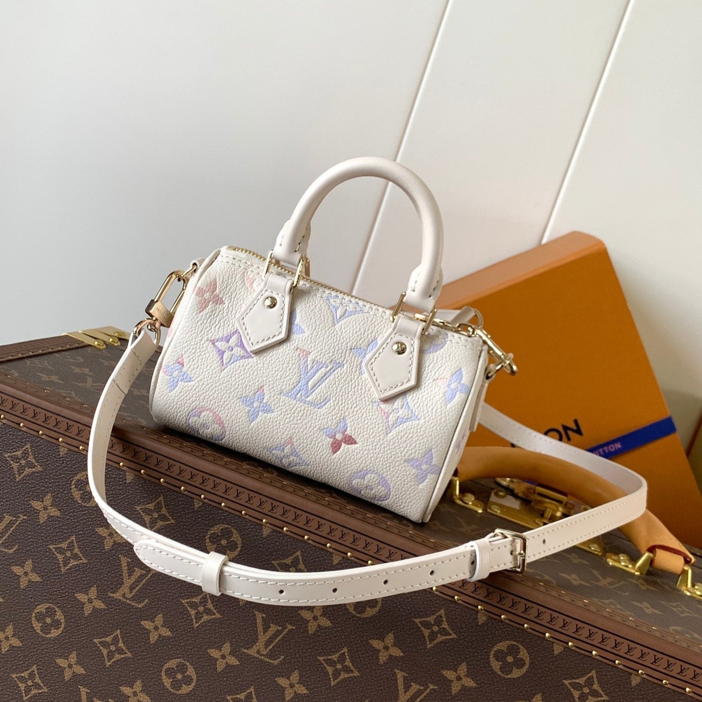 LOUIS VUITTON LV 25S NANO SPEEDY 16 IN BEIGE DREAM EMBOSSED TEXTURED CALFSKIN