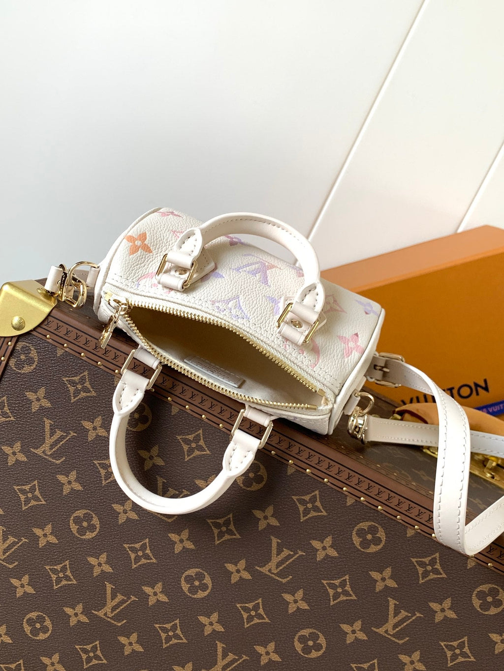 LOUIS VUITTON LV 25S NANO SPEEDY 16 IN BEIGE DREAM EMBOSSED TEXTURED CALFSKIN