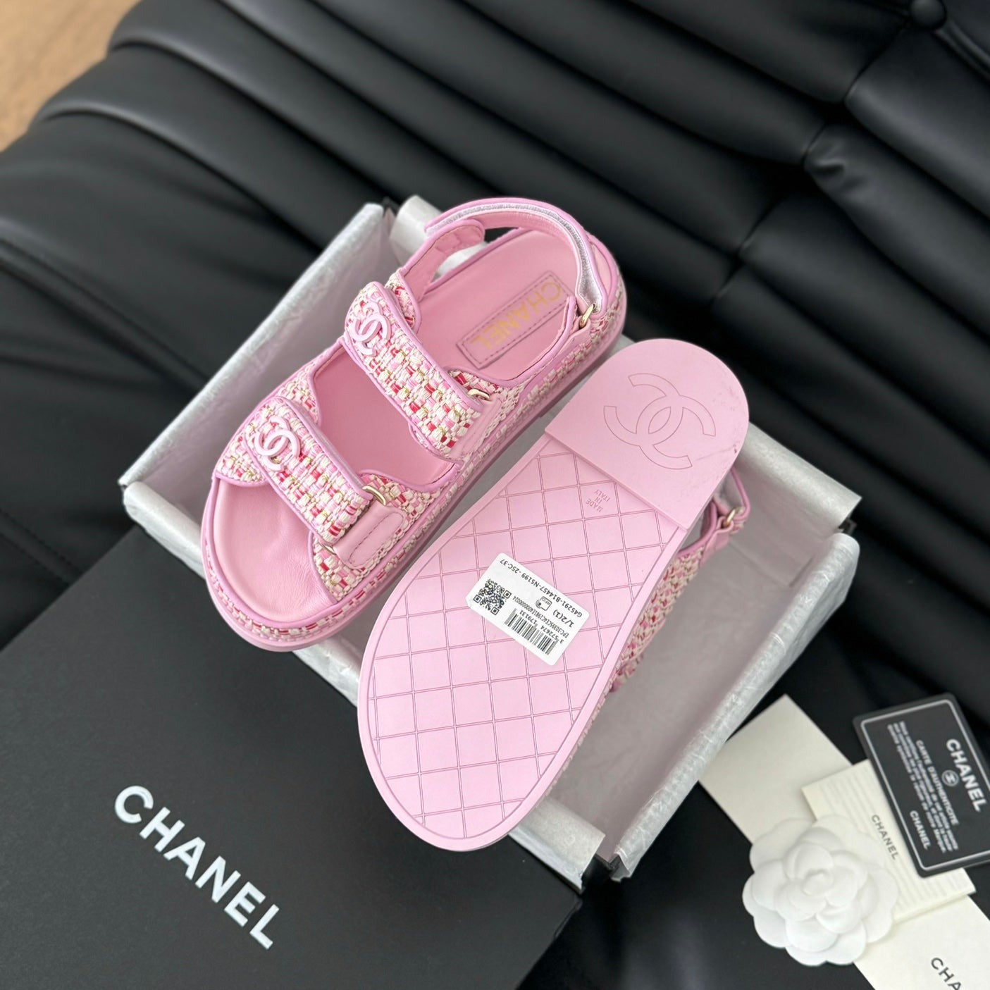 CHANEL Dad Sandals Sheepskin Light Pink