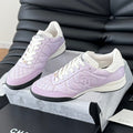 CHANEL SNEAKER IN PALE PURPLE MIX WHITE EMBROIDERED LAMBSKIN