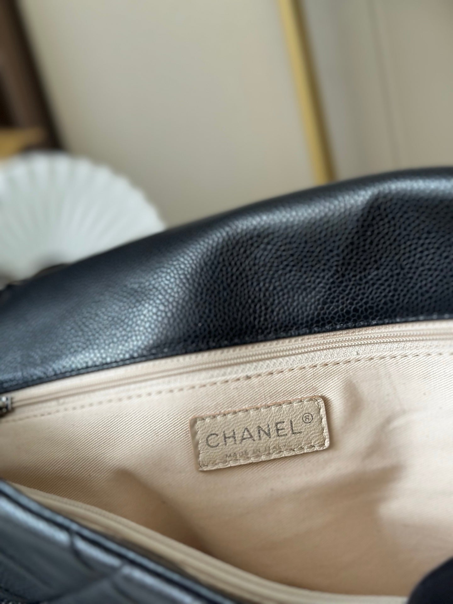 CHANEL 25S SHOULDER BAG 40 IN BLACK CAVIAR WITH SILVER HARDWARE