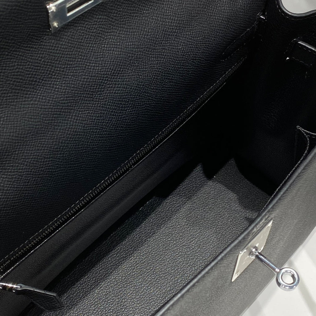 HERMES KELLY 32CM IN NOIR EPSOM CALFSKIN PALLADIUM HARDWARE