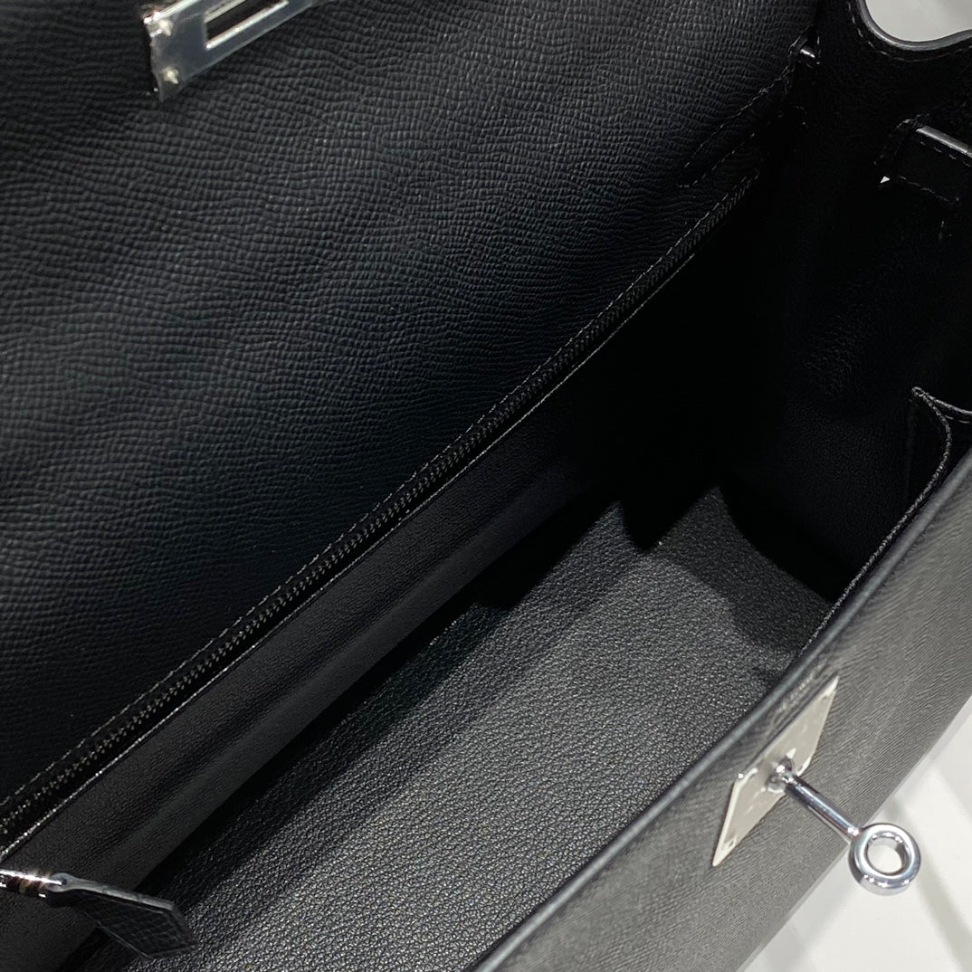 HERMES KELLY 32CM IN NOIR EPSOM CALFSKIN PALLADIUM HARDWARE
