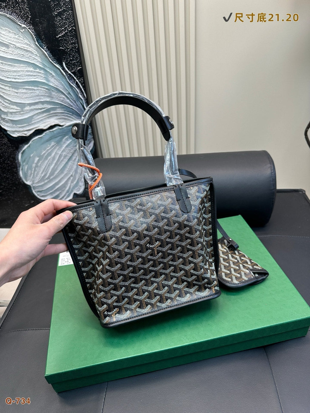 ANJOU MINI BAG 21 IN BLACK GOYARDINE CANVAS AND CALFSKIN