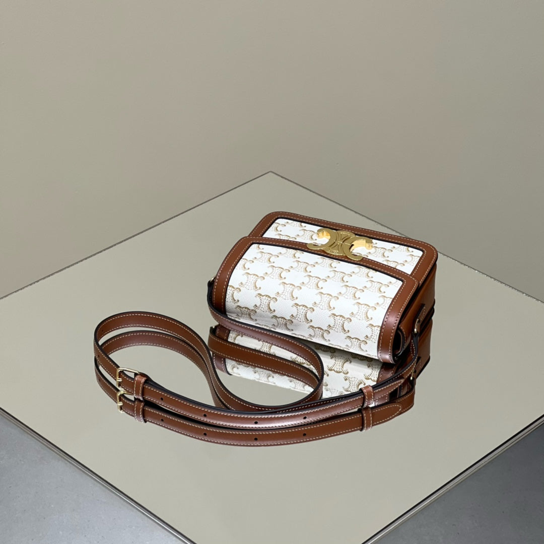 CELINE CLASSIQUE TRIOMPHE 22 CALFSKIN WHITE BROWN