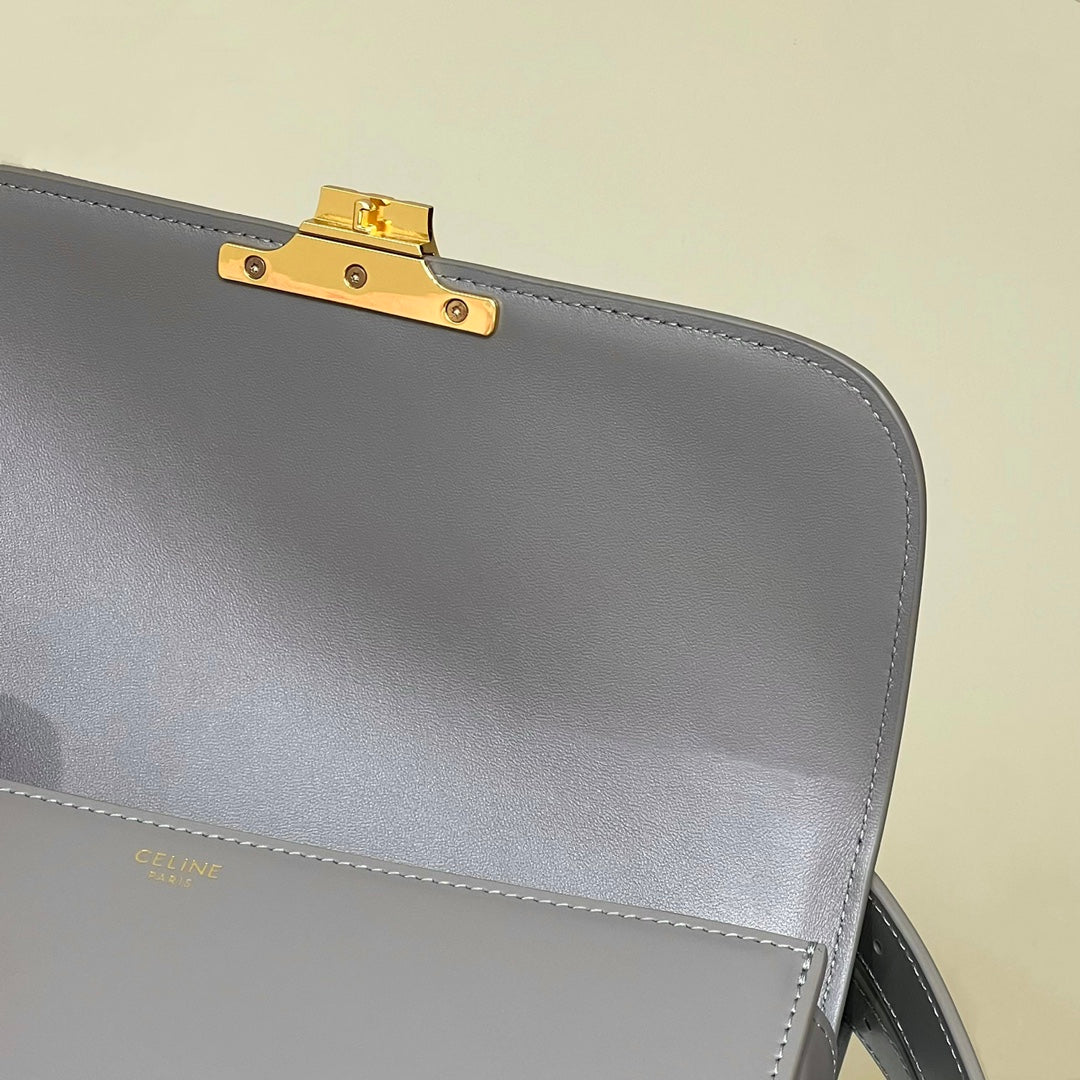 CELINE MINI CLAUDE 22 SHINY CALFSKIN SILVER