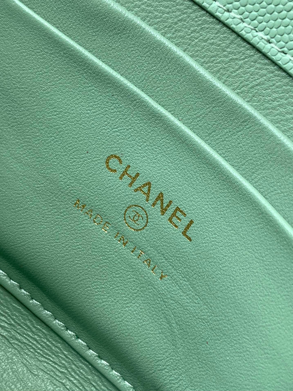 CHANEL 25S KELLY BAG 18 IN LIGHT GREEN CAVIAR LEATHER WITH GOLD HARDWARE