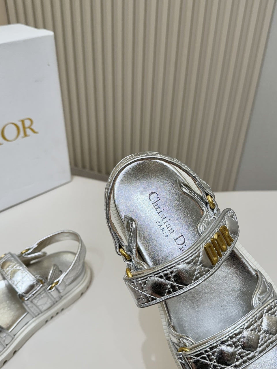 DIOR BACK-STRAP SANDALS 25S IN SILVER CALFSKIN