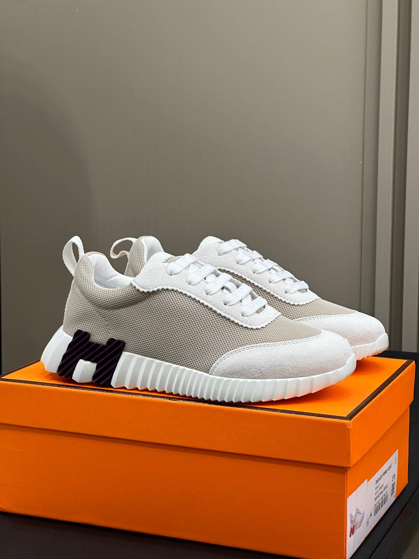 HERMES BOUNCING SNEAKERS BRIGHT GRAY CALFSKIN
