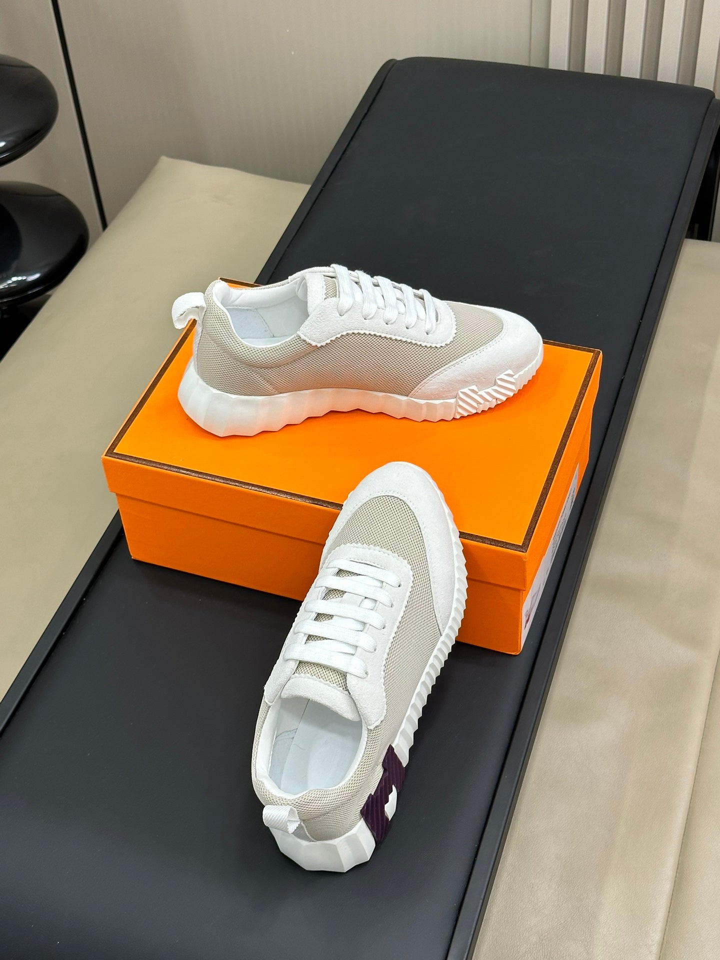 HERMES BOUNCING SNEAKERS BRIGHT GRAY CALFSKIN