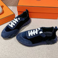 HERMES MAINLAND SNEAKER IN NAVY BLUE SUEDE AND BLACK VELVET