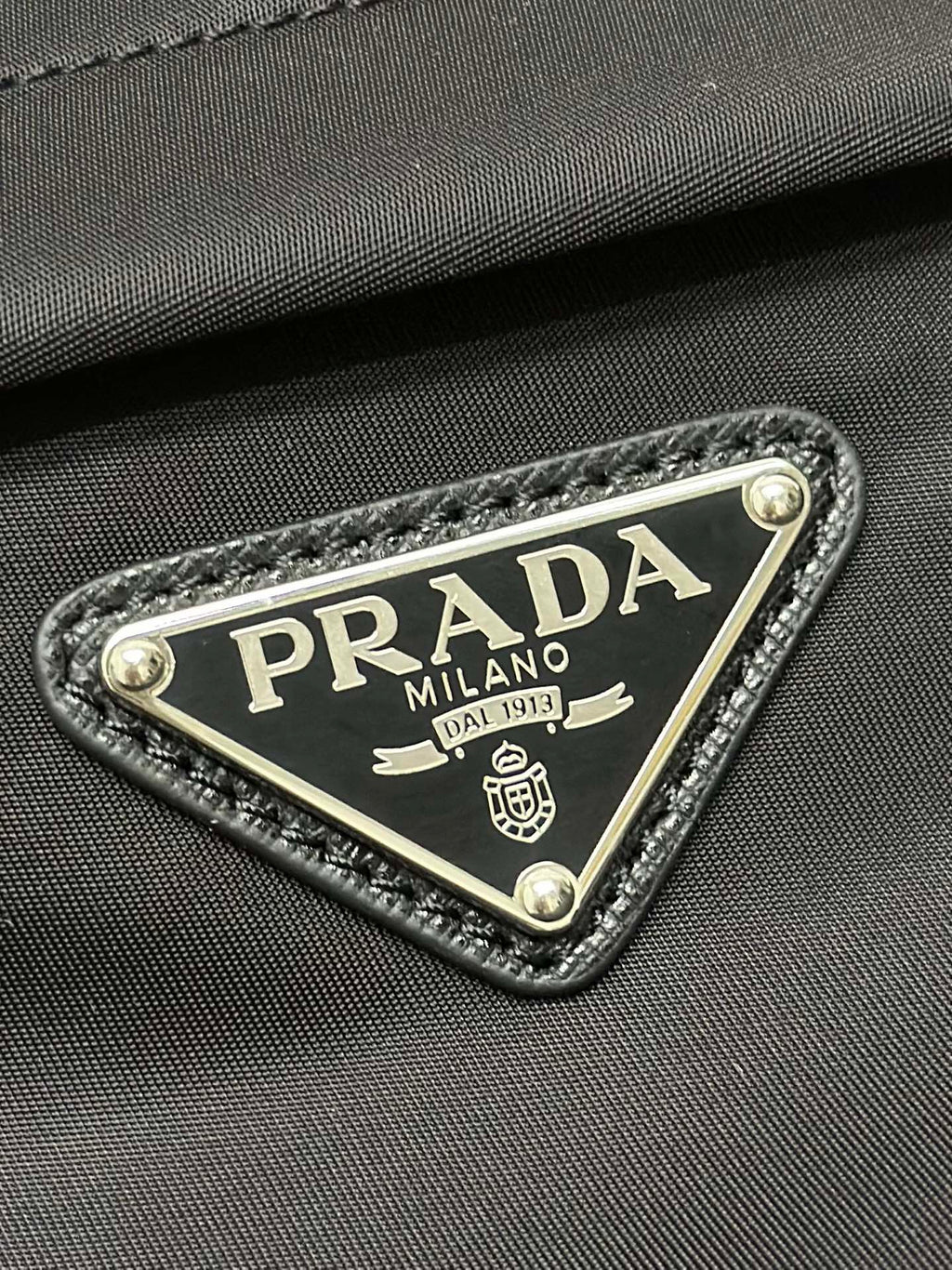 PRADA SHOULDER BAG 27 IN BLACK RE-NYLON TRIANGLE LOGO