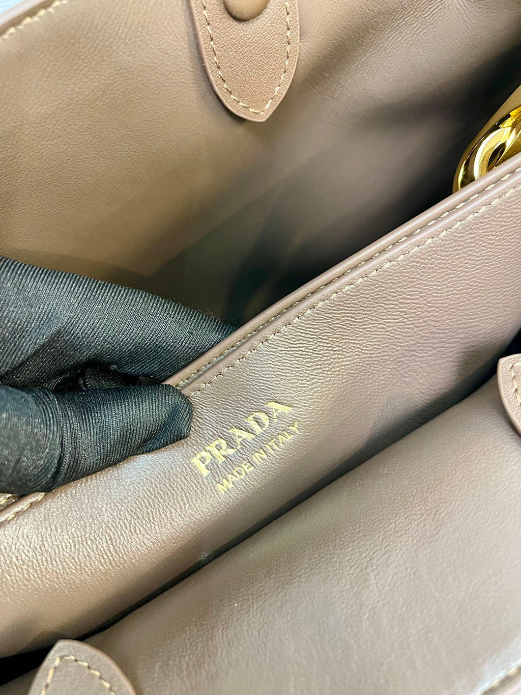 PRADA MEDIUM TOTE BAG WITH BELT 35 IN RUSSET BROWN SUEDE