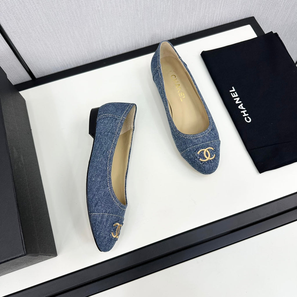CHANEL ballet flat blue denim 166815