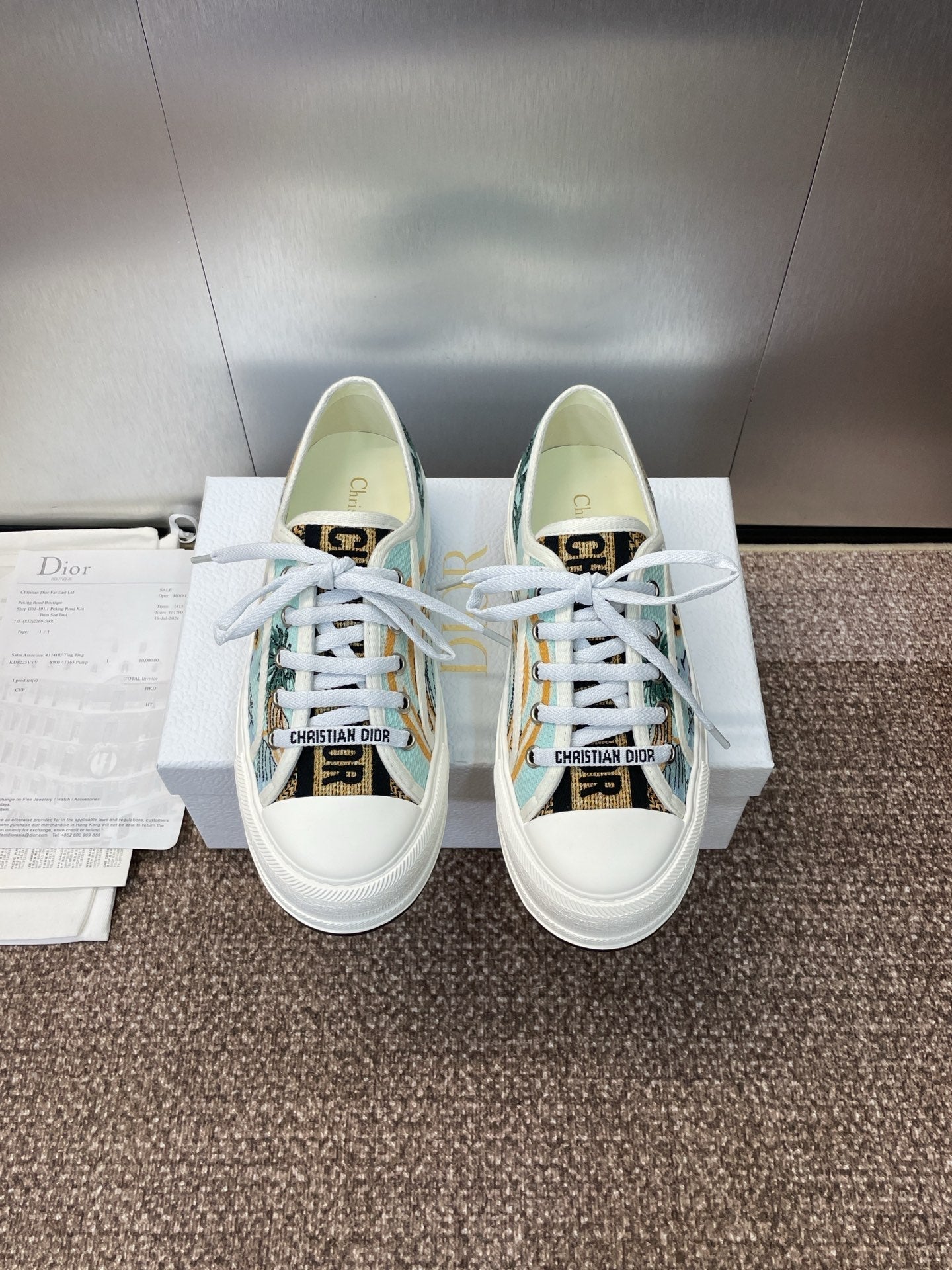 DIOR 25S WALK'N' SNEAKER IN MULTICOLOR  OBLIQUE EMBROIDERED COTTON