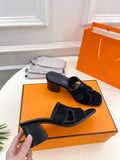 HERMES HELIA 60 SANDAL BLACK SUEDE