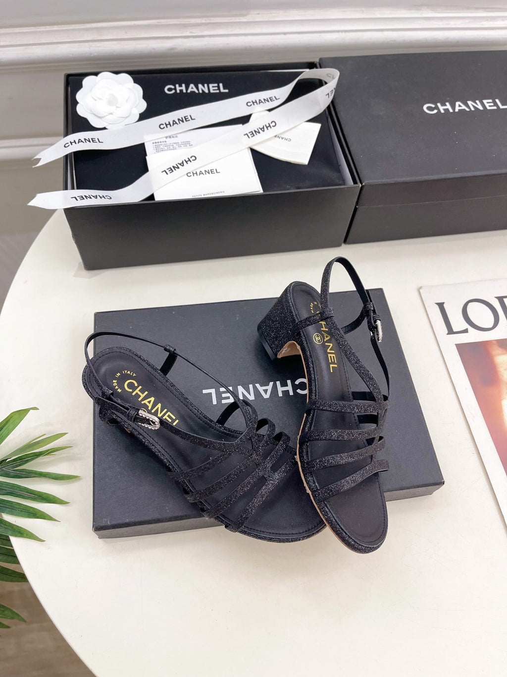 CHANEL BLACK ROMAN 5 CM SANDALS