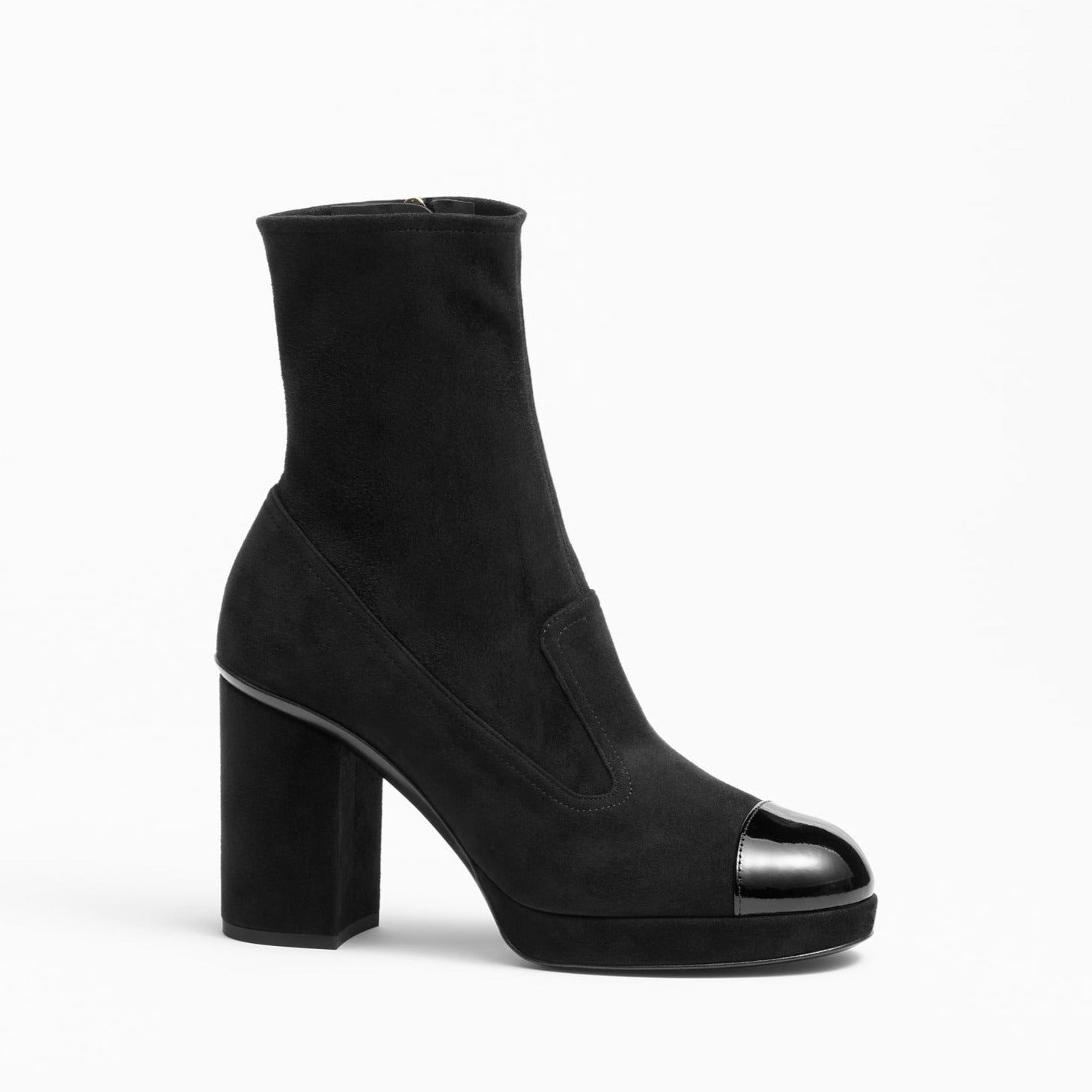 CHANEL SHORT BOOTS BLACK SUEDE KIDSKIN